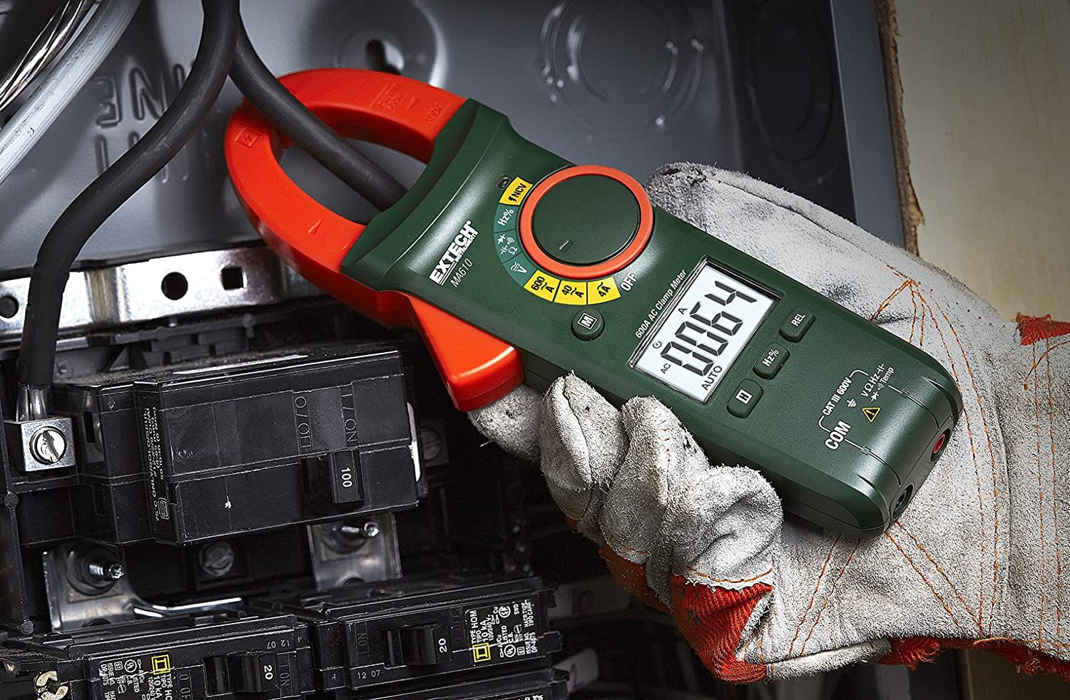 Extech MA610 600A AC/DC Clamp Meter with Non-Contact Voltage (NCV) Detector - Professional Electrical Testing Tool for Electricians, HVAC Technicians, and DIY Home Repairs