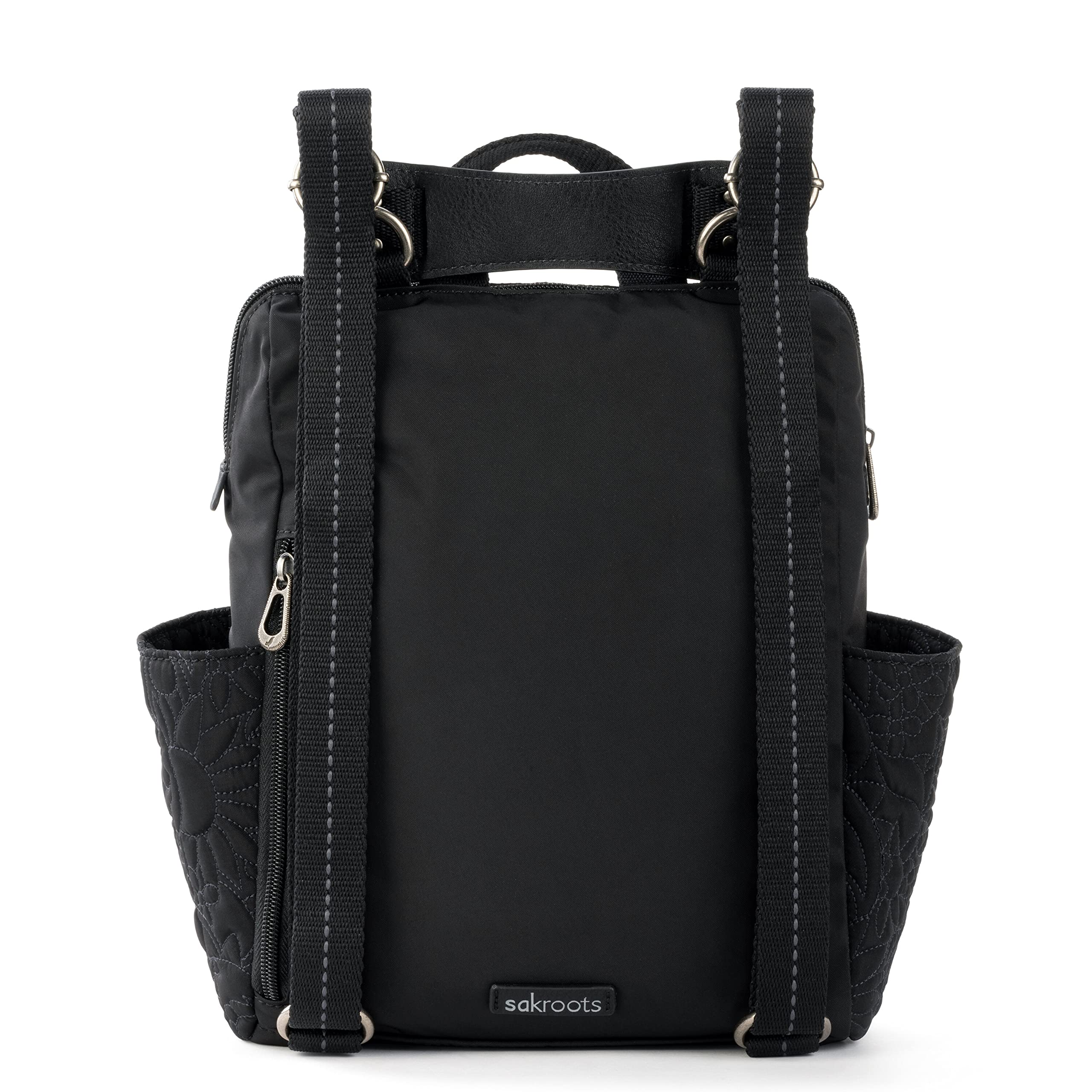 Sakroots Women's Eco-Twill Loyola Small Convertible Backpack - Quilted Black Spirit Desert (One Size US) | Lightweight Travel Bag for Work, School & Outdoor Adventures