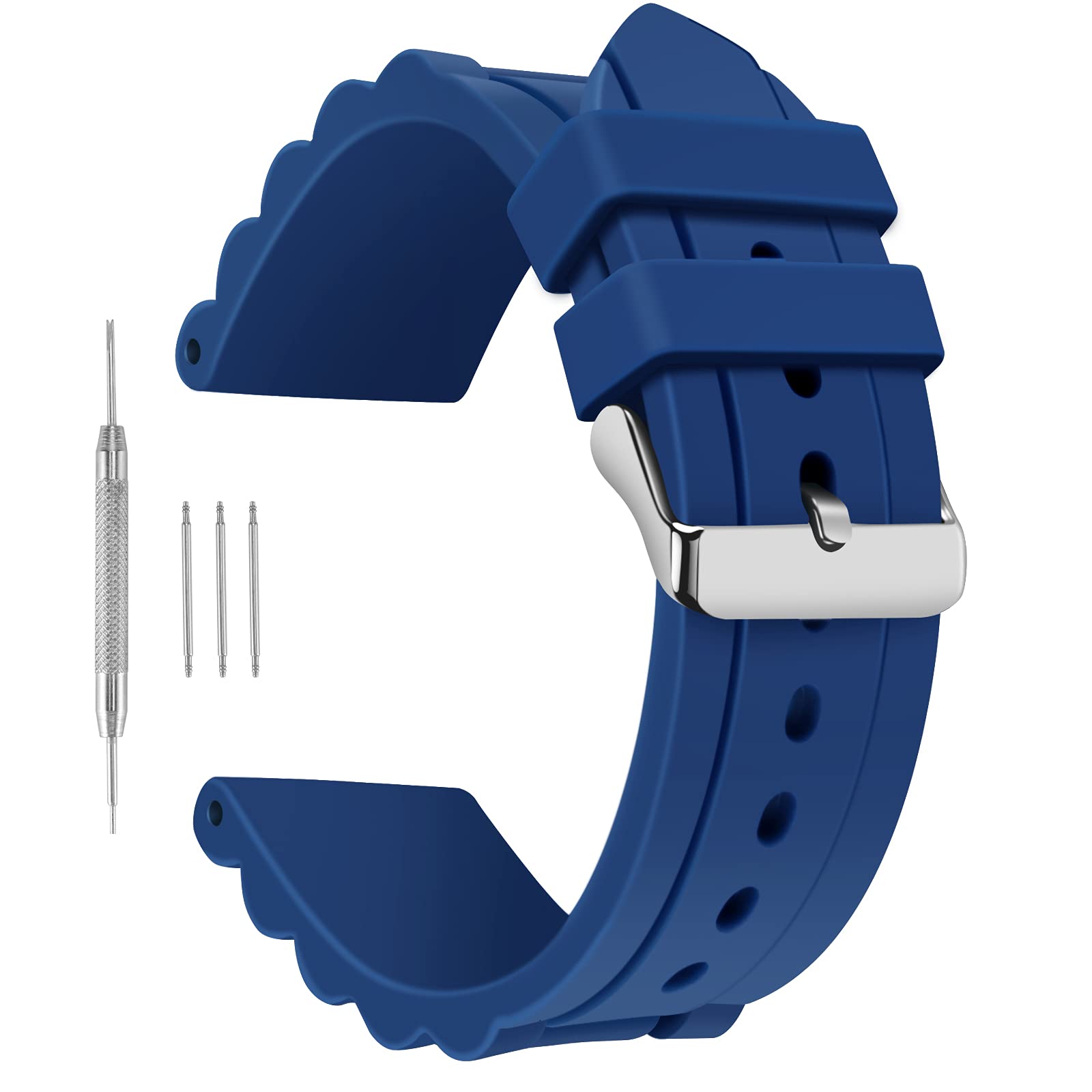 24mm Silky Soft Rubber Watch Bands - Compatible with Fossil & Diver Watches | Durable, Comfortable Replacement Strap for Swimming, Diving & Everyday Wear