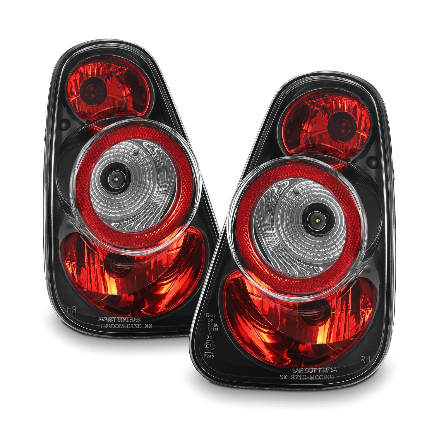 AKKON Black Tail Lights Pair for 2002-2006 Mini Cooper Hatchback & 2005-2008 Mini Cooper Convertible - Upgrade Your Car's Rear Style for Night Driving & Enhanced Visibility