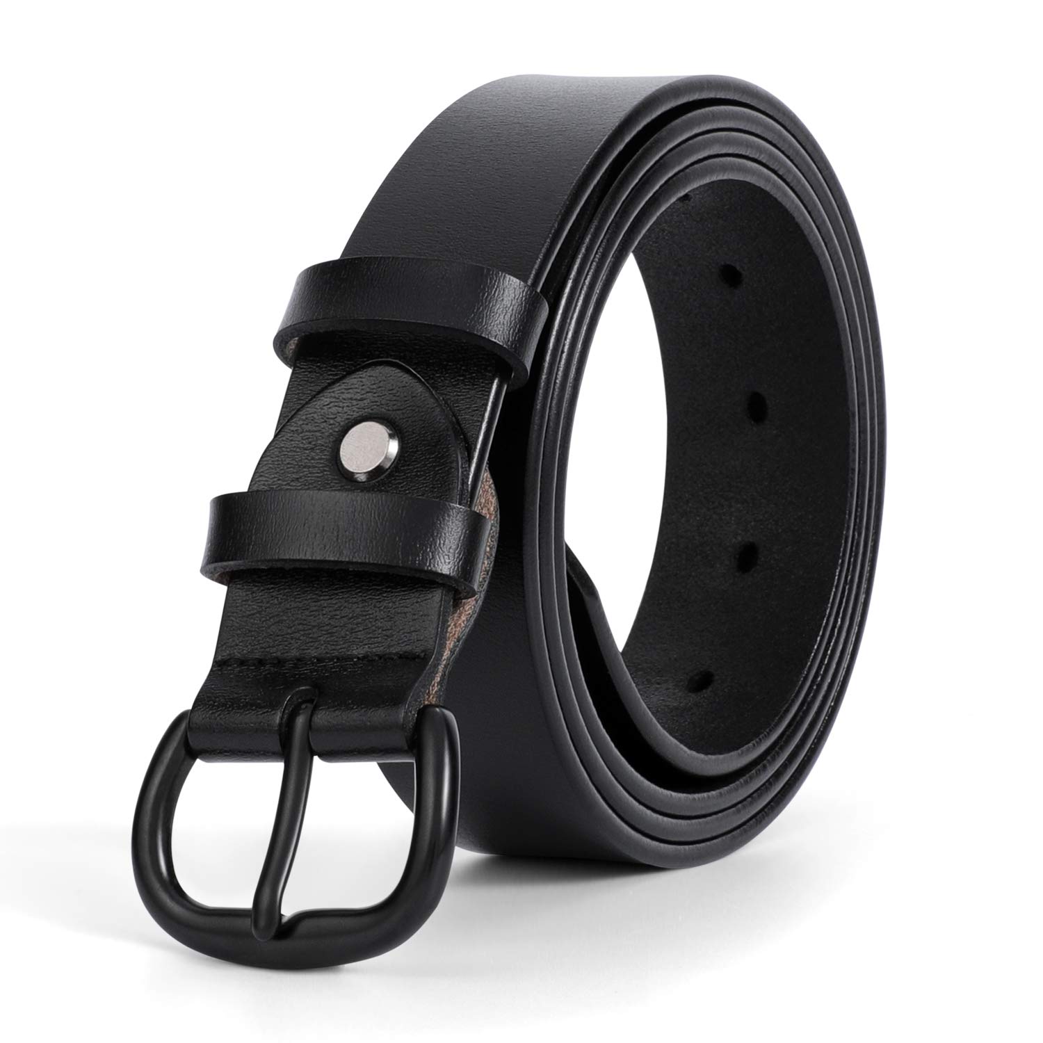 JasGood Women's Black Wide Leather Belt with Polished Buckle - Plus Size Fashion Accessory for Jeans, Pants & Dresses | Perfect for Casual, Office & Evening Outfits