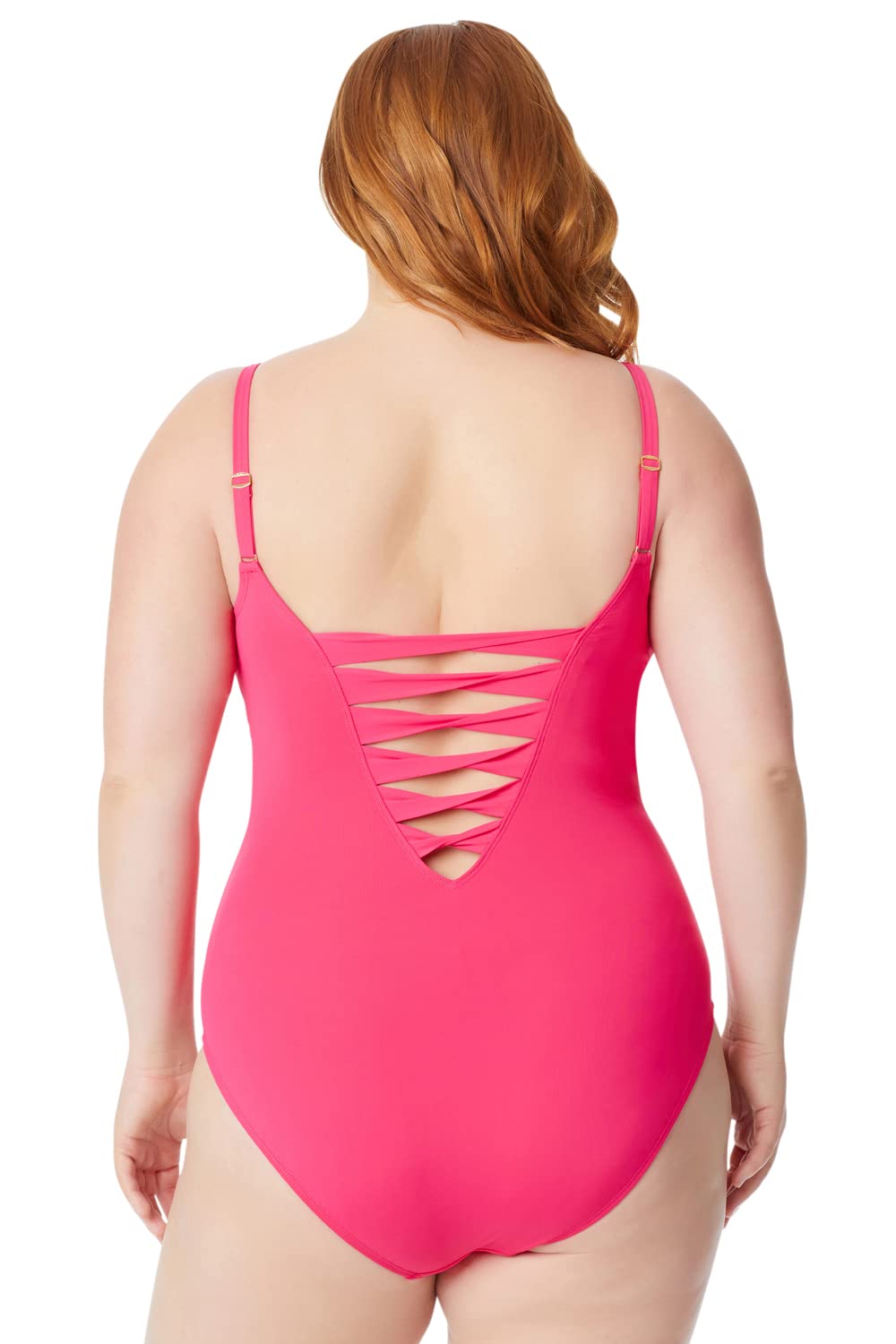 Bleu Rod Beattie Women's Plus Size R22207X Ring Me Up Plunge One Piece Swimsuit - Black & Rose Red - Sizes 16W, 18W, 22W | Perfect for Beach Vacations, Pool Parties & Summer Getaways