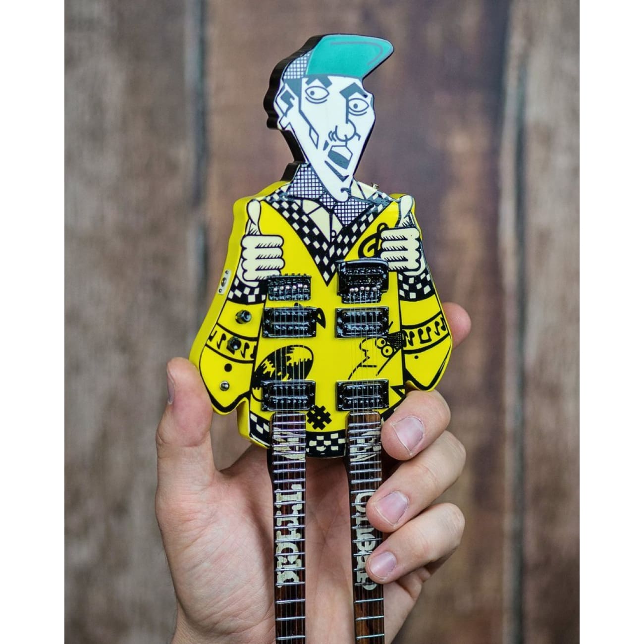 Official Cheap Trick Rick Nielsen™ Uncle Dick Mini Guitar Replica - Collectible Music Memorabilia for Fans & Gift for Guitar Enthusiasts - Perfect for Display, Music Room Decor & Rock Memorabilia Collections