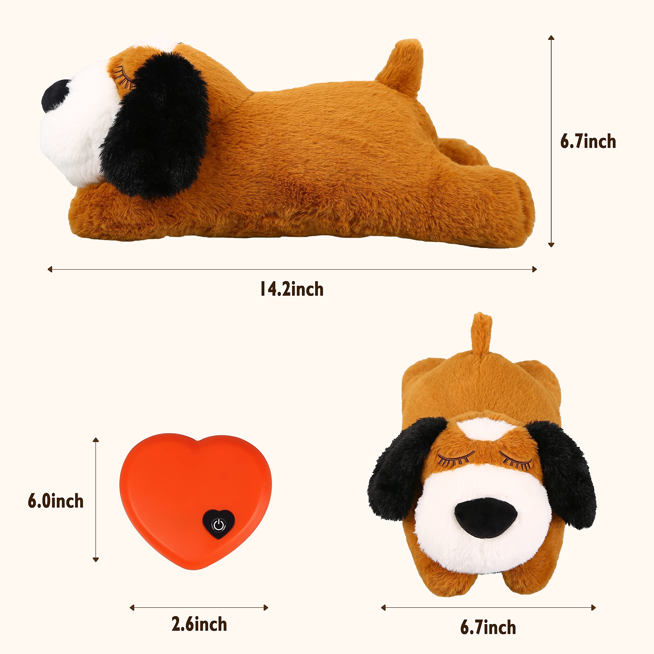 Heartbeat Puppy Toy for Small Dogs - Calming Sleep Aid & Anxiety Relief Plush Toy for Puppies, Cats, and Pets - Perfect for Separation Anxiety Training and Comfort (Yellow) | Ideal for Bedtime, Crate Training, and Soothing Nervous Pets