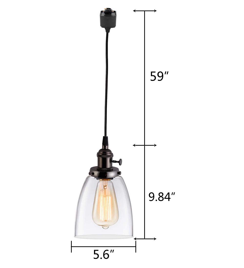 Kiven 3-Lights Black H-Type Dimmable Track Lighting Pendant Fixture - Modern Hanging Lights for Kitchen, Dining Room & Living Room (Bulbs Not Included)