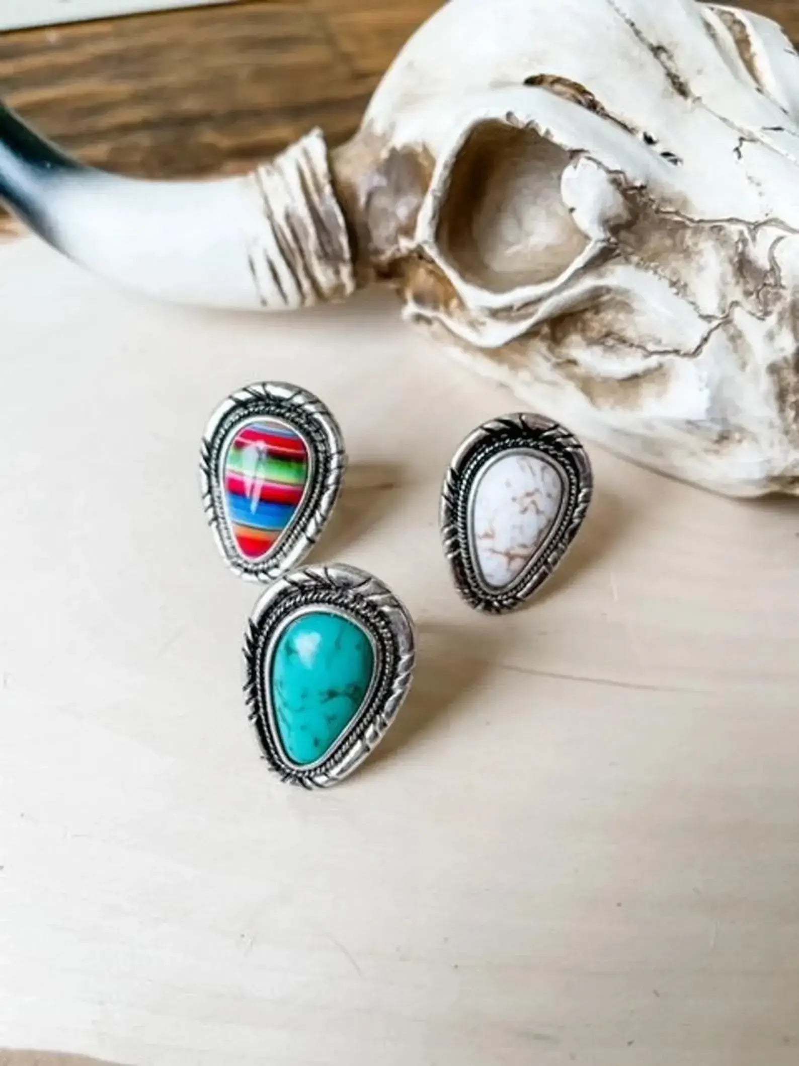 Western Teardrop Stone Cuff Ring - Elegant White Gemstone Bangle Bracelet for Women | Boho Chic Jewelry for Parties, Weddings & Everyday Wear