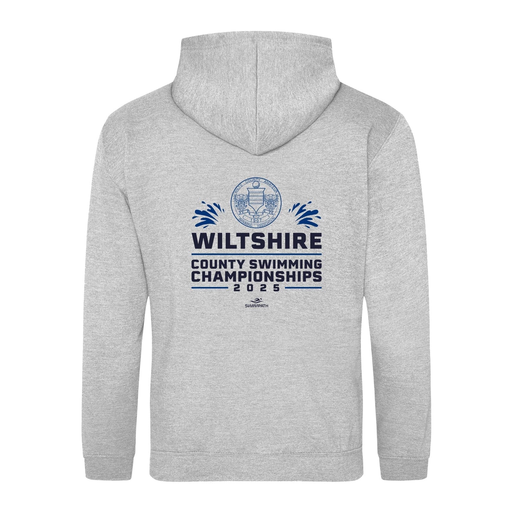 Wiltshire County ASA Championships 2025 Hoodie - Heather Grey Sweatshirt for Swimming Competitions & Team Spirit