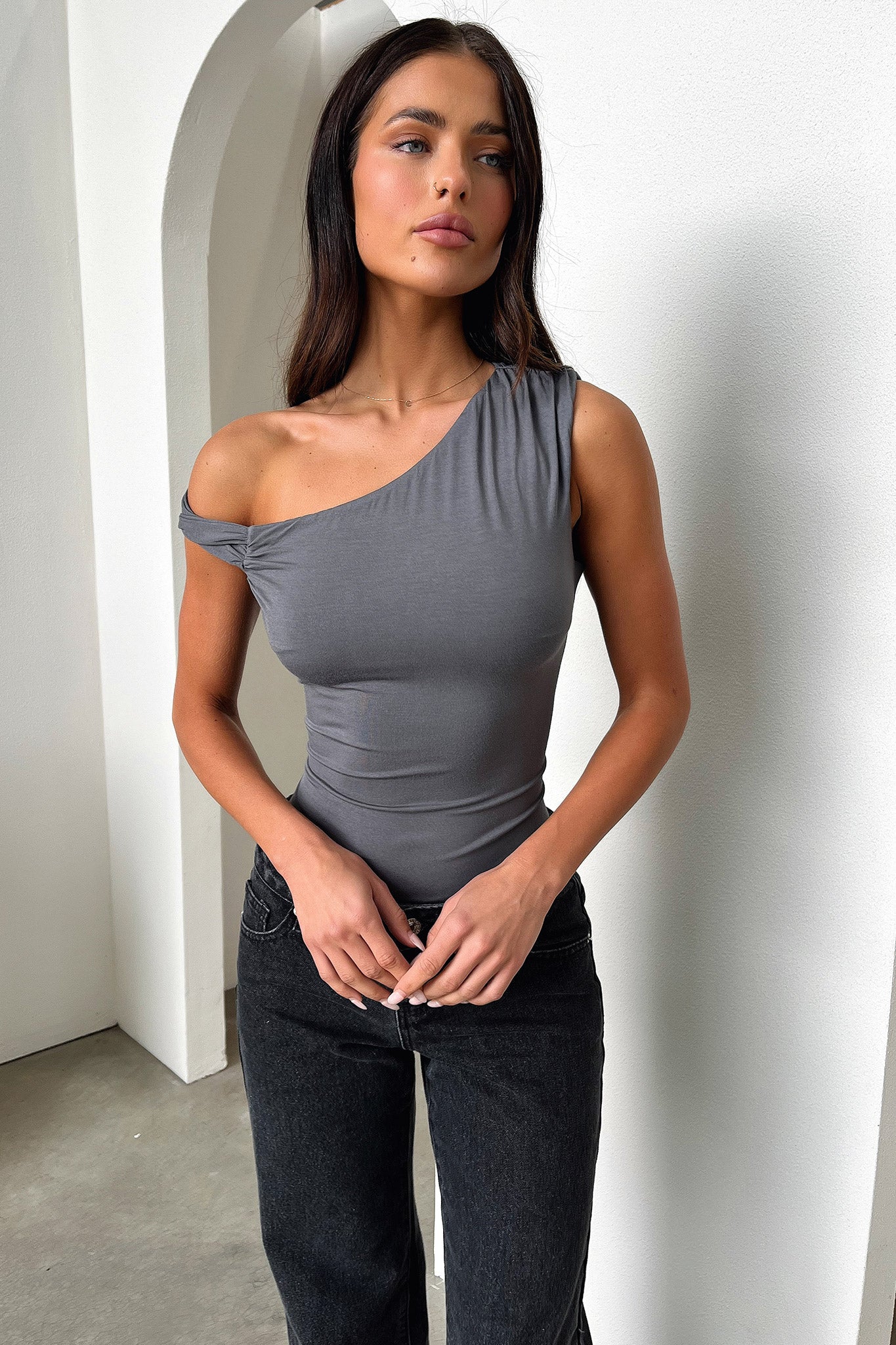 Aspen Bodysuit for Women - Soft & Comfortable Charcoal Bodysuit | Perfect for Layering, Workout, and Everyday Wear