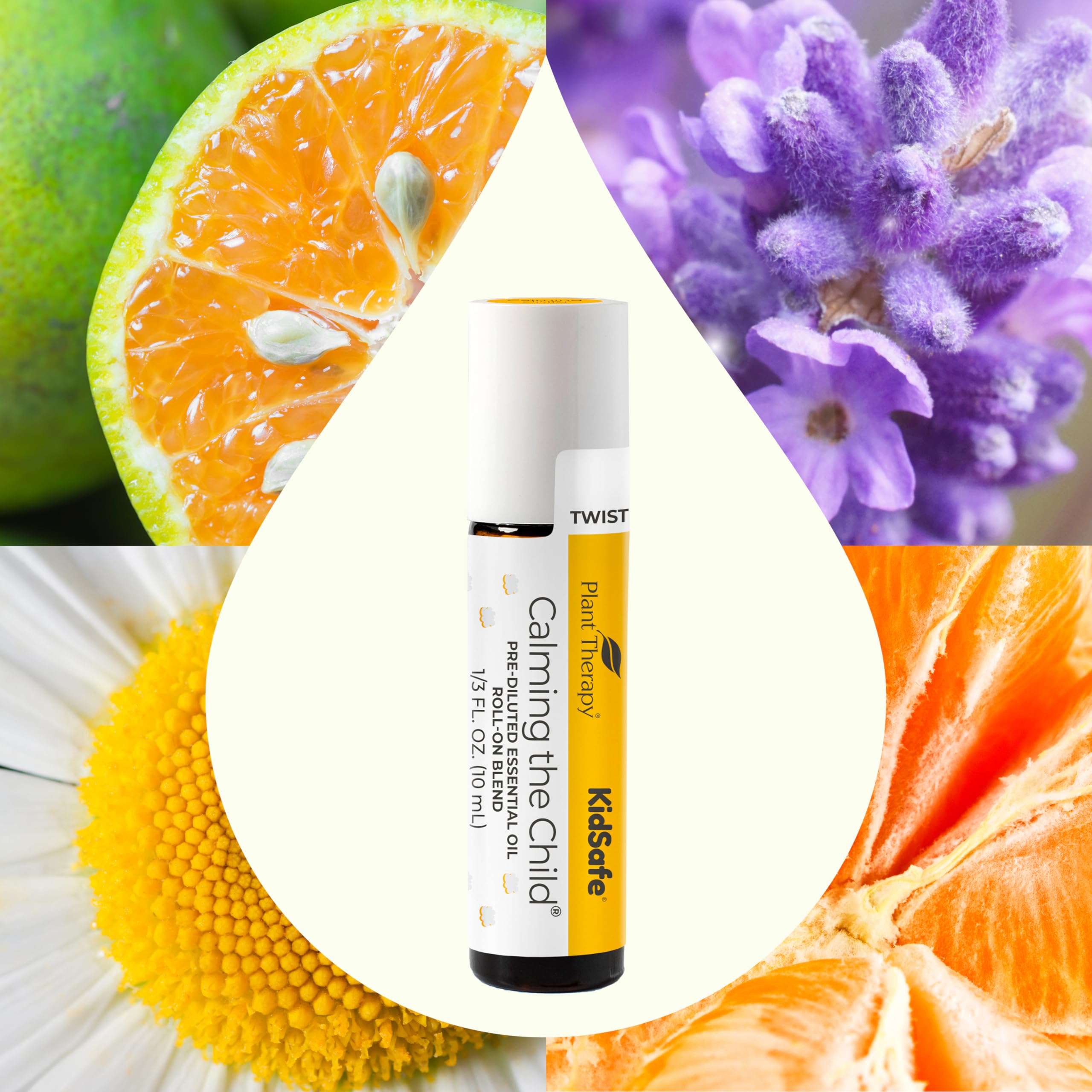 Plant Therapy KidSafe Calming The Child Essential Oil Blend 10 mL (1/3 oz) - Relaxing & Soothing Aromatherapy Roll-On with Tangerine, Lavender & Roman Chamomile | Pure, Pre-Diluted for Kids | Perfect for Bedtime, Stress Relief & Emotional Balance