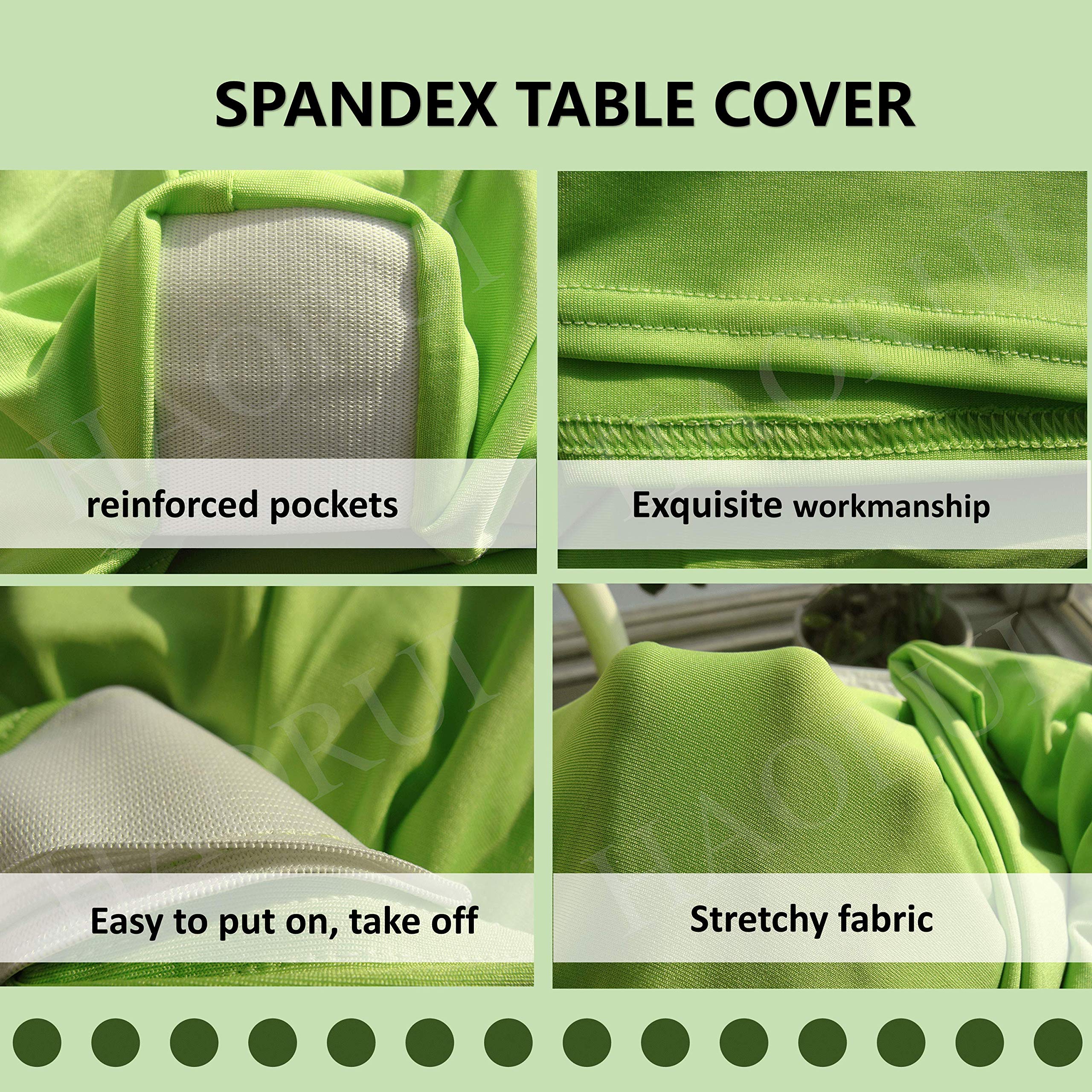 HAORUI Stretch Spandex Tablecloth - Wrinkle Resistant, Washable Rectangular Table Cover for Banquets, Weddings & Parties (6ft, Apple Green) | Perfect for Outdoor Patio, Kitchen & Dining Room Decor