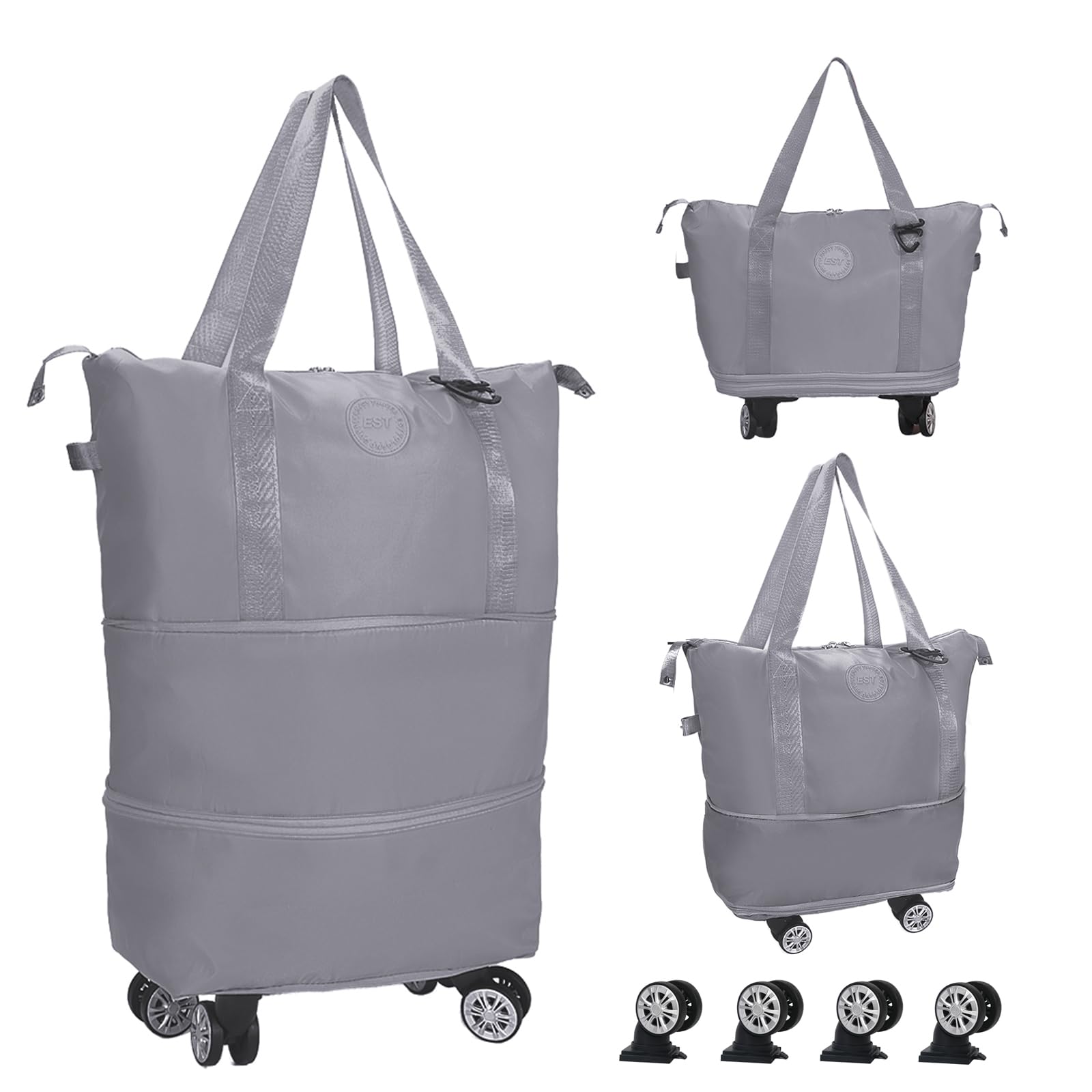 Rolling Duffle Bag with Wheels - Expandable Foldable Carry-On Luggage for Travel, Gym & Weekend Trips | Large Durable Travel Duffel Bag for Men & Women