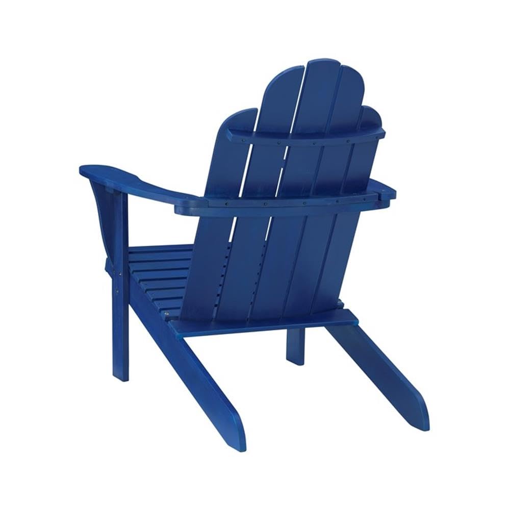 Linon Adirondack Solid Acacia Wood Outdoor Chair - Weather-Resistant Blue Stain Finish for Patio, Garden & Poolside Relaxation