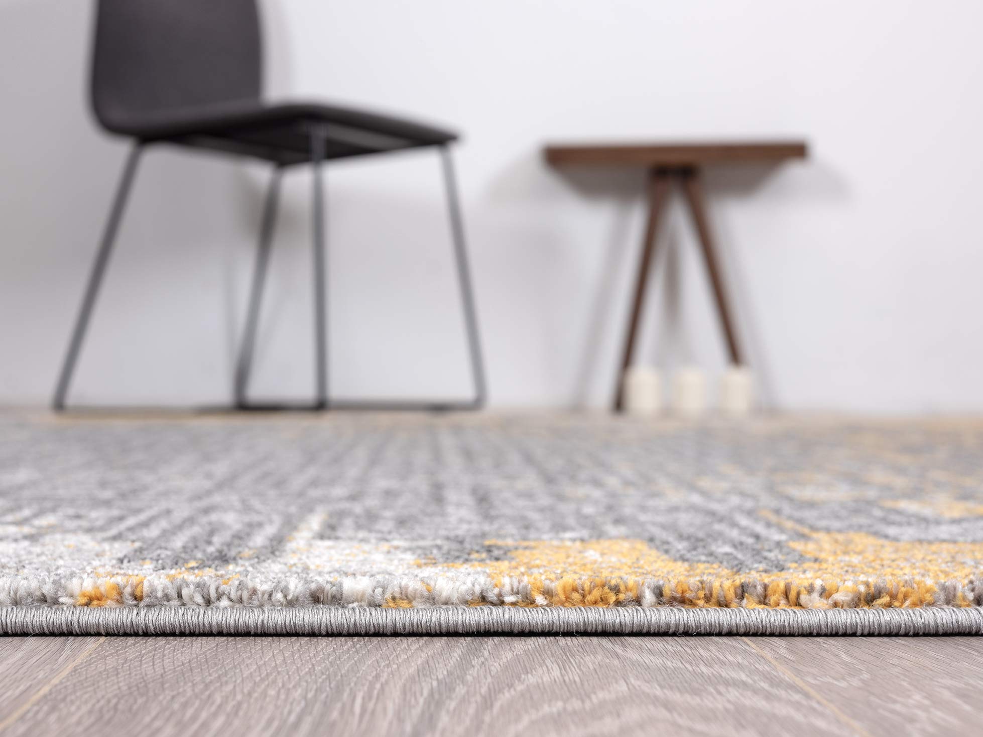 Abani Grey & Yellow Abstract Area Rug 6' x 9' - Modern Contemporary Accent Rug for Living Room, Bedroom & Office - Laguna Collection Soft Non-Slip Floor Carpet