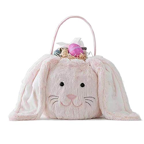 Easter Bunny Basket for Kids - Furry Rabbit Toy Storage Tote Bag with Handle for Egg Hunting, Easter Party, Candy Collection & Gift Giving | Perfect for Easter Celebrations, Kids' Playroom Organization & Holiday Decorations