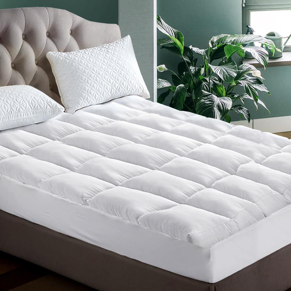 King Size Mattress Topper with 1000GSM Microfiber Pillowtop - Cooling Mattress Protector for Back Pain Relief & Pressure Relief - Perfect for Hot Sleepers, Side Sleepers & Couples