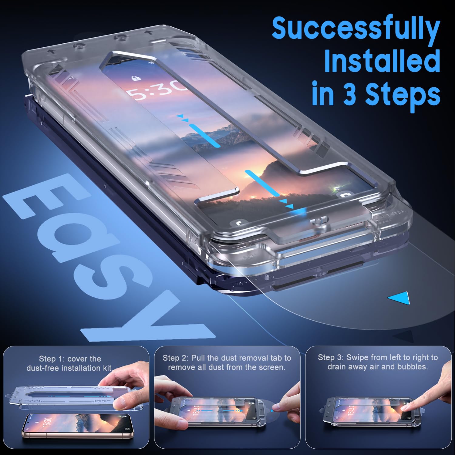 Samsung Galaxy S22 Screen Protector - 2 Pack, Unbreakable with Ultrasonic Fingerprint & Auto-Alignment for Perfect Fit - Home & Office Use