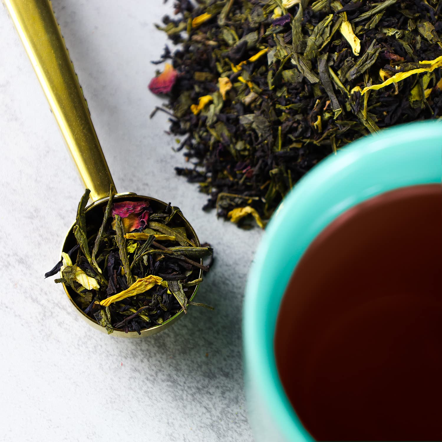 Whistling Kettle Peach Rose Green Tea - Fruity Floral Flavored Loose Leaf Tea with Natural Peach & Rose Petals - 4oz (80 Servings) - Perfect for Afternoon Tea, Gifts & Relaxation