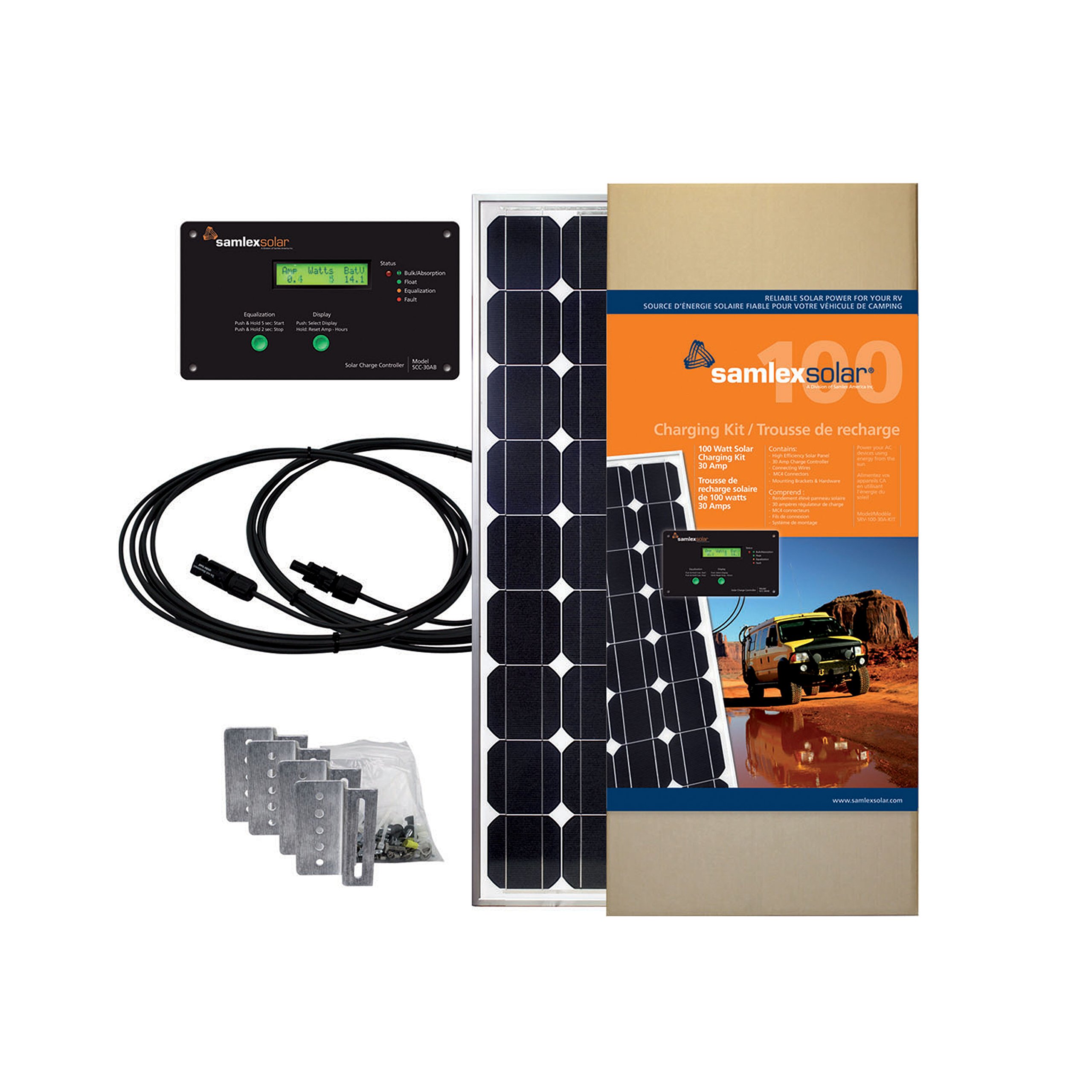Samlex America SRV-100-30A 100W 30A Solar Panel Charger Kit with Controller - Portable Solar Power System for RV, Boat, Camping & Off-Grid Living