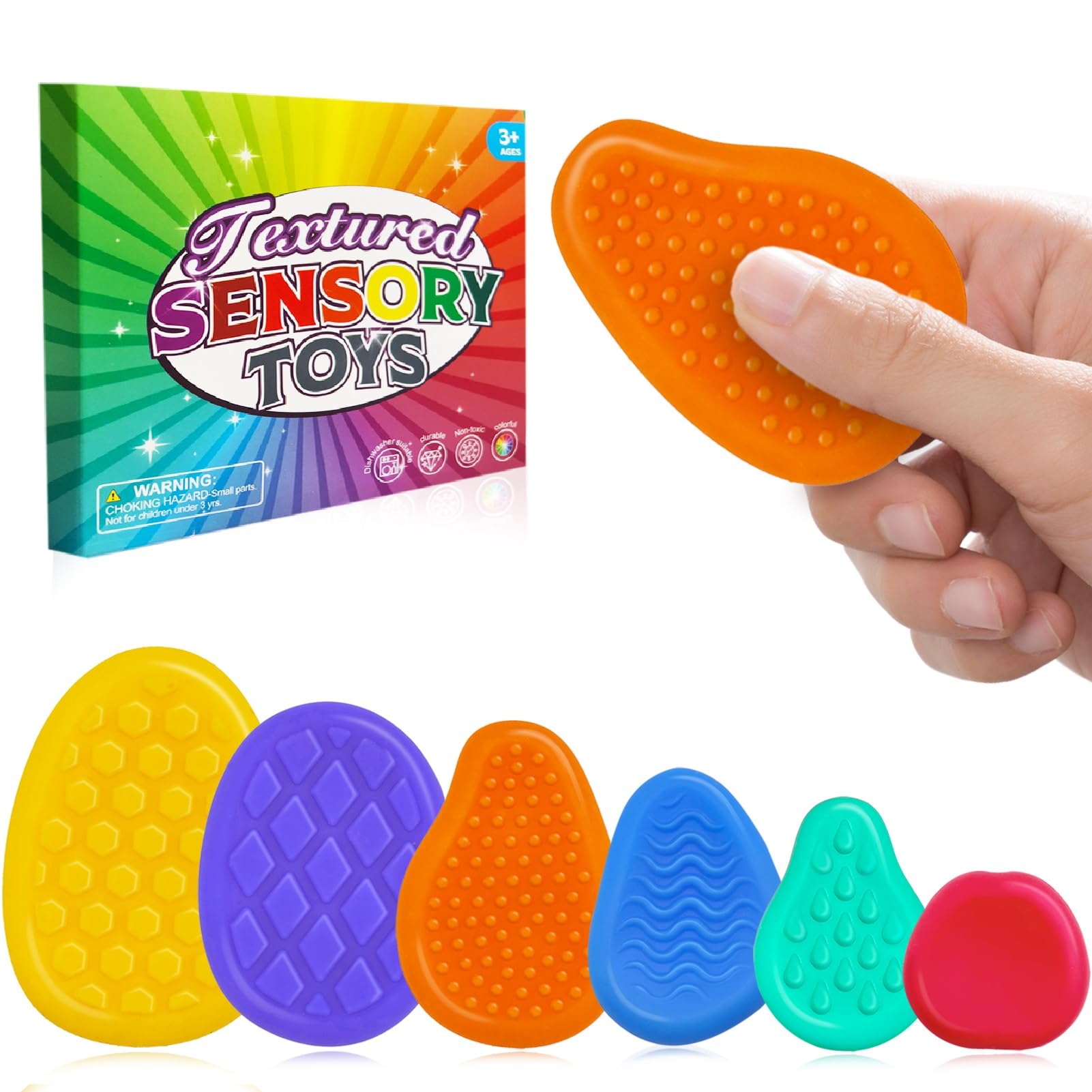 6 Pack Sensory Fidget Toys for Autism & Anxiety Relief - Soft Stress Stones for Kids, Adults, Students - Quiet Classroom Calming Tools for Special Needs, ADHD & Focus - Perfect for Home, Office & Travel Use