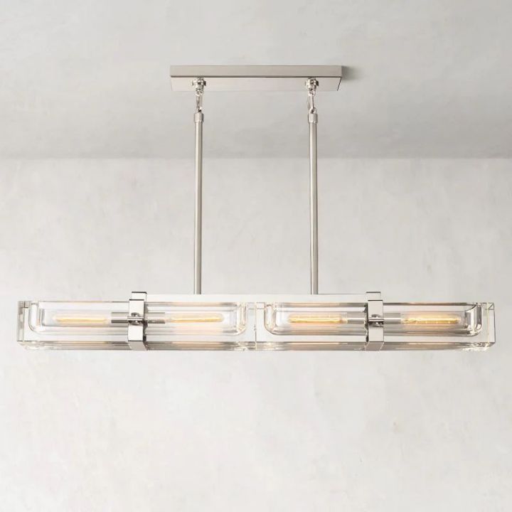 Eloise 48-Inch Linear Chandelier - Modern Crystal Pendant Lighting Fixture for Dining Room, Kitchen Island & Bedroom