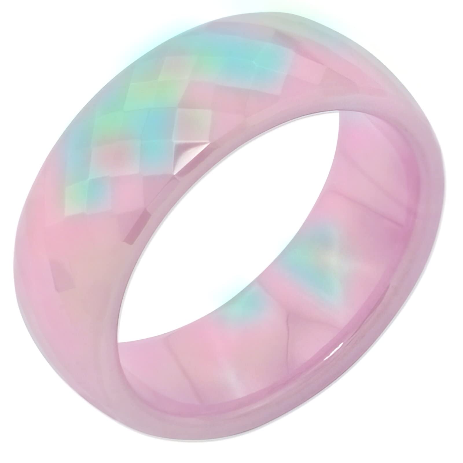 FindingKing 7.5mm Pink Faceted Ceramic Awareness Ring - Size 6 for Women, Breast Cancer Support Jewelry Gift for Survivors & Supporters