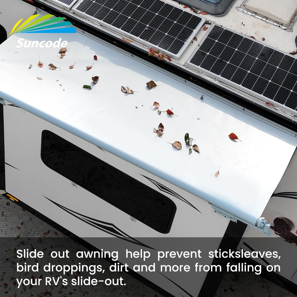Suncode RV Slide Topper Awning - White RV Slide Out Awning Cover with Modular Design for Travel Trailers, 5th Wheels & Motorhomes (6'1