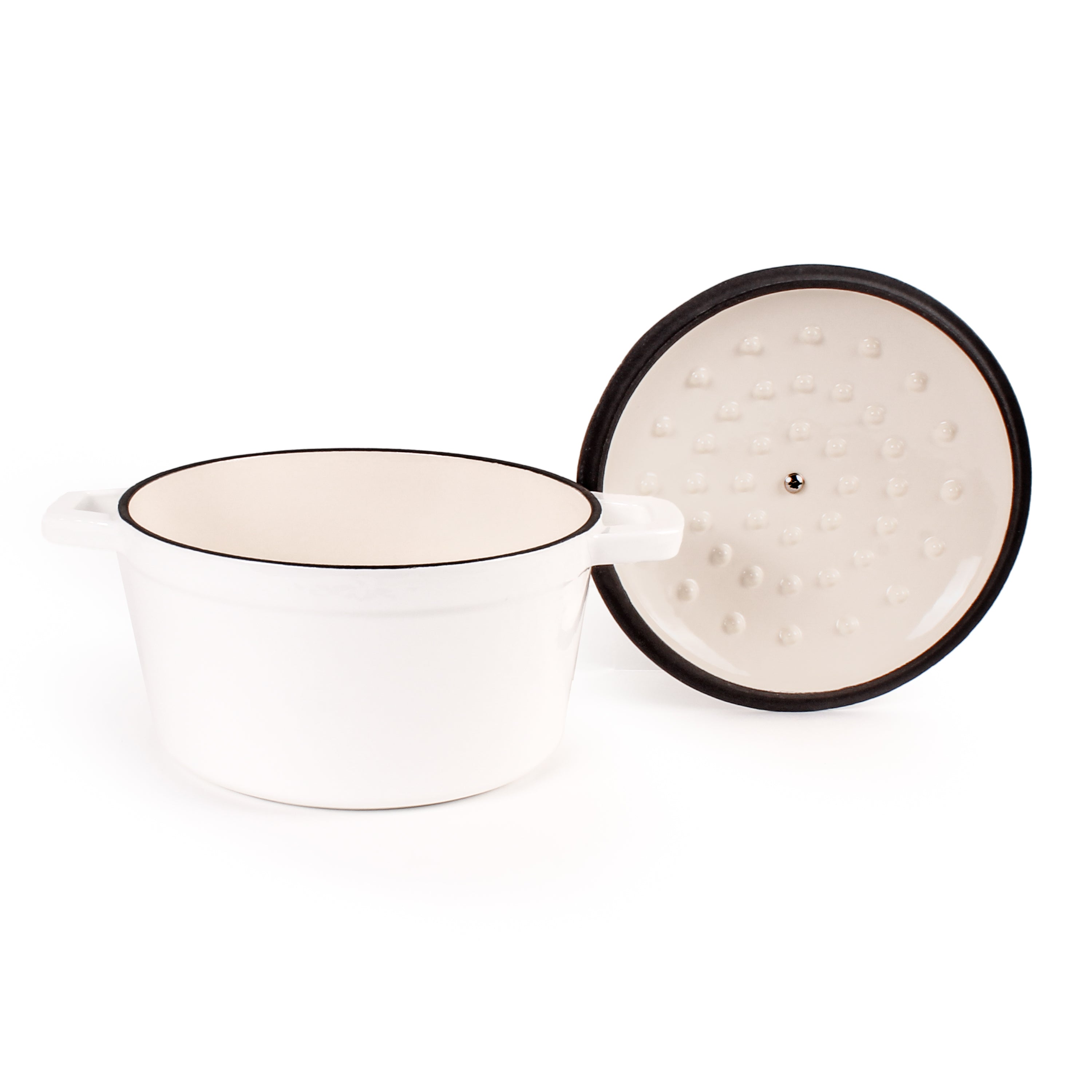 BergHOFF Neo Cast Iron 3-Quart Round Dutch Oven with Lid, White - Perfect for Baking, Braising & Slow Cooking Soups, Stews & Casseroles