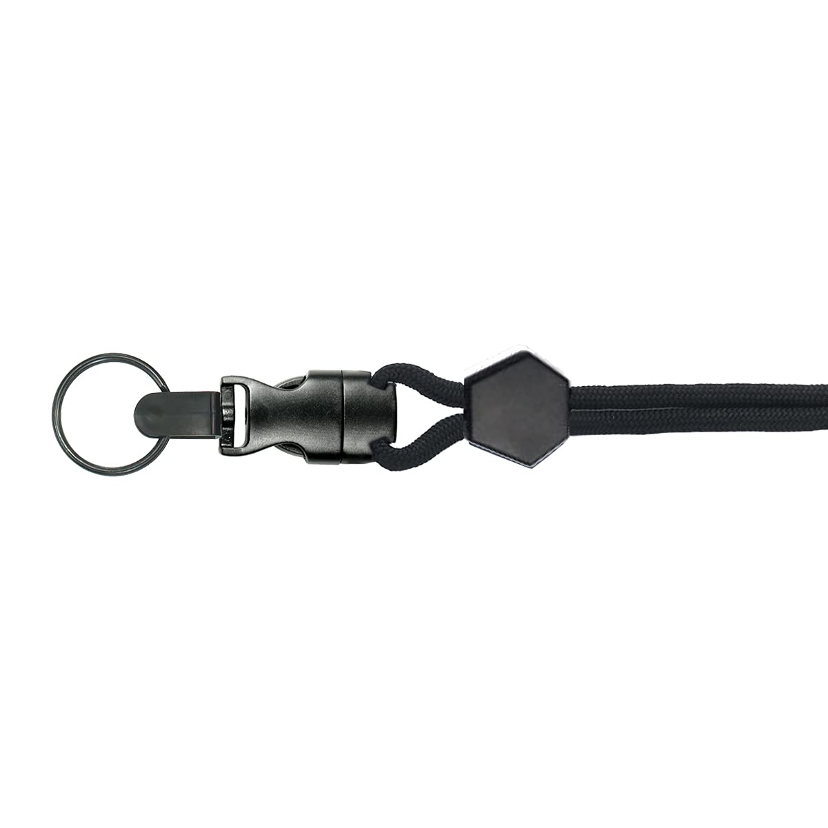 100 Pack Heavy Duty Breakaway Lanyard with Detachable Key Ring - Adjustable Round Neck Badge Holder & Quick Release Clip - Secure Key Card Access for Work, Events & Conventions (Black)