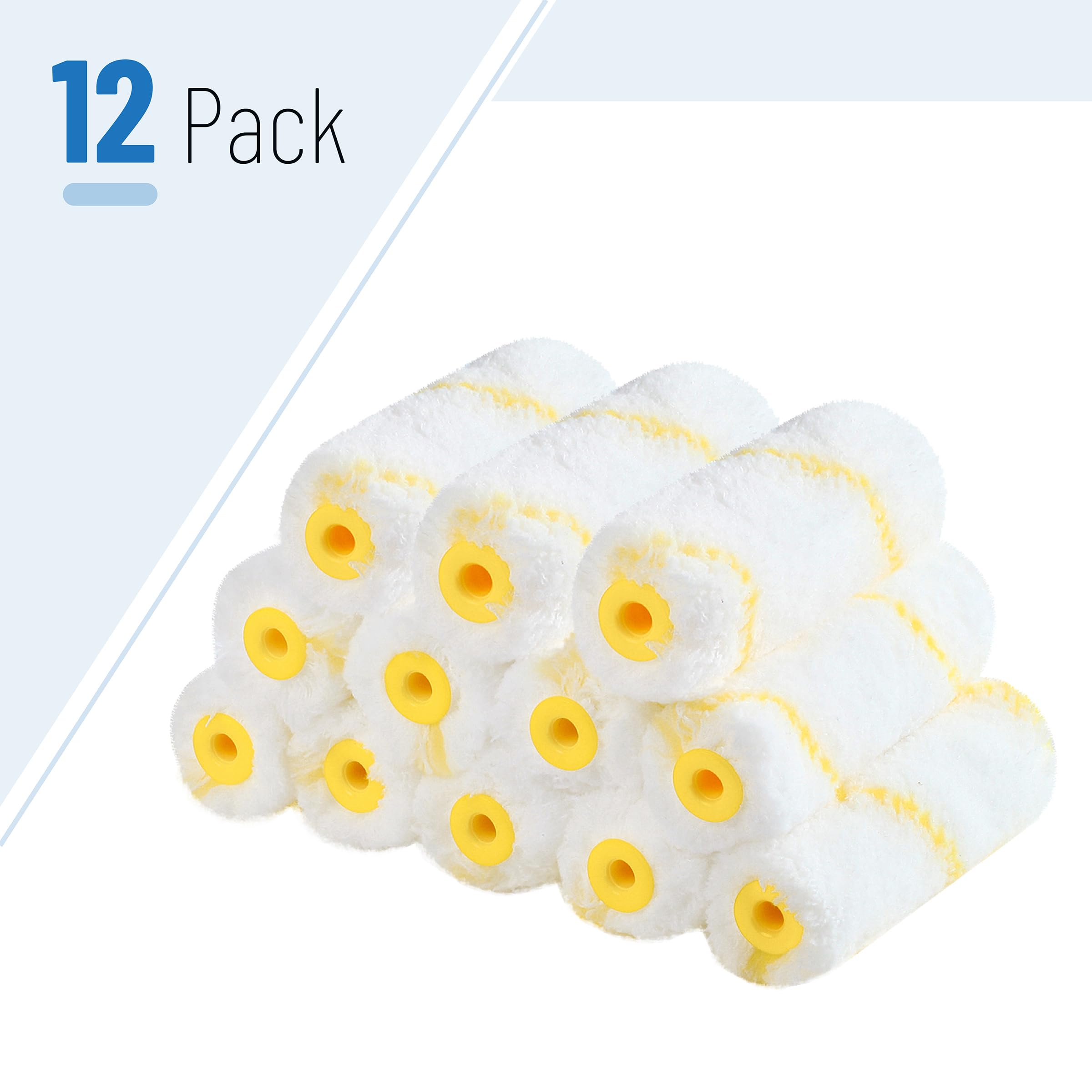 Bates 4-Inch Paint Roller Covers - 12 Pack Professional Quality Mini Paint Rollers for Smooth Wall Painting - Perfect for Small Spaces, Trim Work & DIY Home Projects
