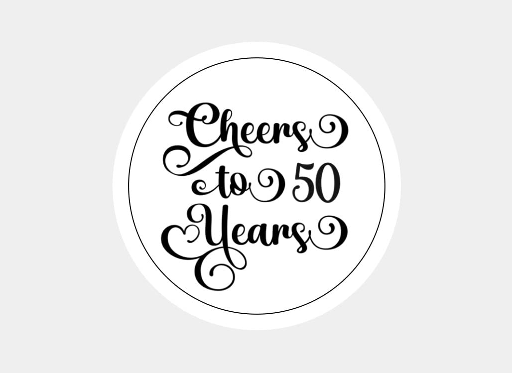 Cheers To 50 Years Stickers - 2 Inch Round 50th Anniversary Decals (20-Pack) | Perfect for Birthday Parties, Milestone Celebrations & Scrapbooking