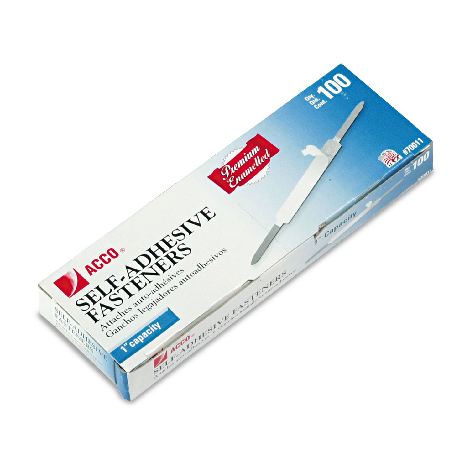 ACCO Premium Self-Adhesive Two-Prong Paper Fastener Bases - 1 Capacity, 2.75