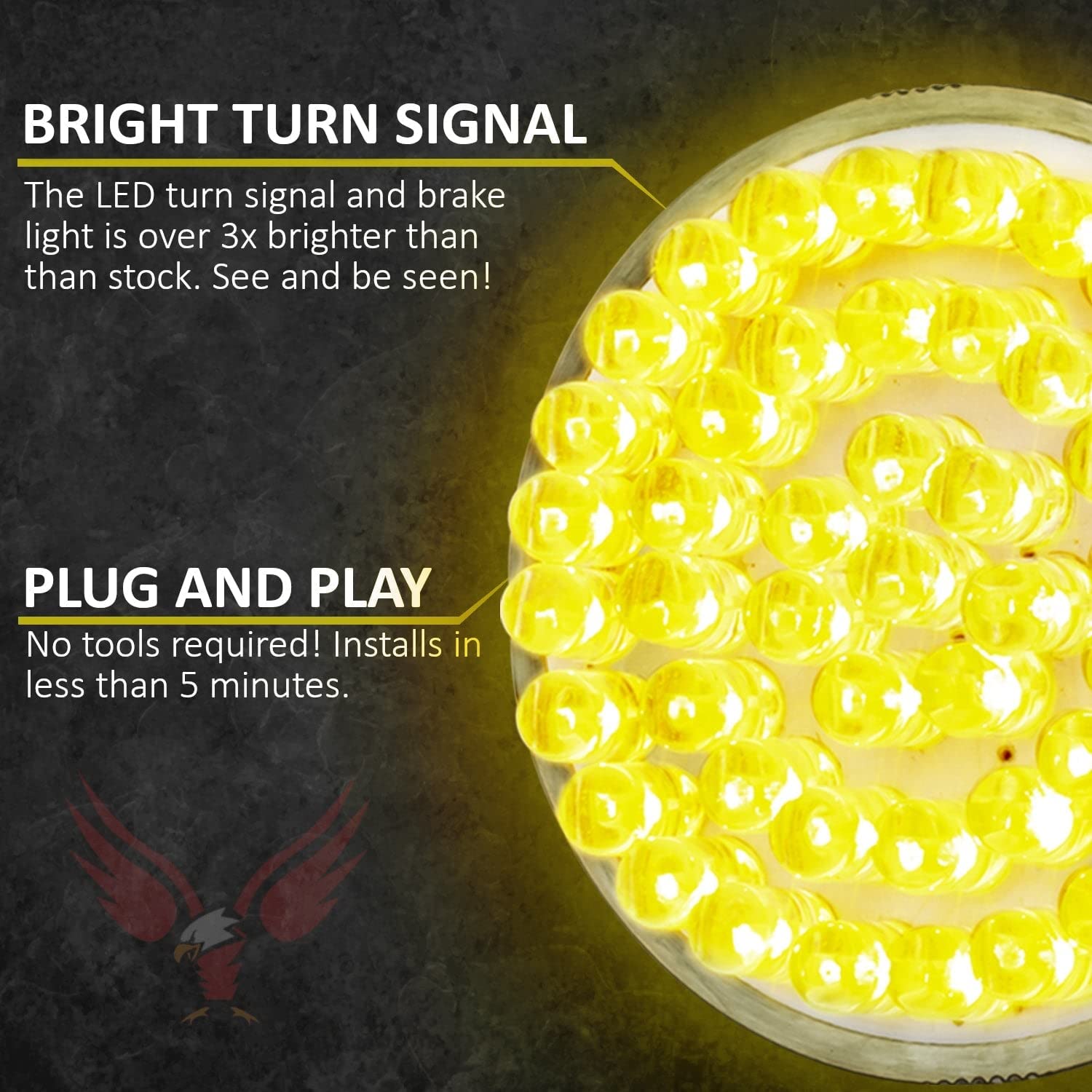 Eagle Lights 8748TS-1156A-C 2 Inch Rear LED Turn Signals for Harley Davidson Motorcycles - Gen I, 1156 Base, Amber with Clear Lenses - Enhanced Visibility & Safety for Night Riding & Custom Bike Builds