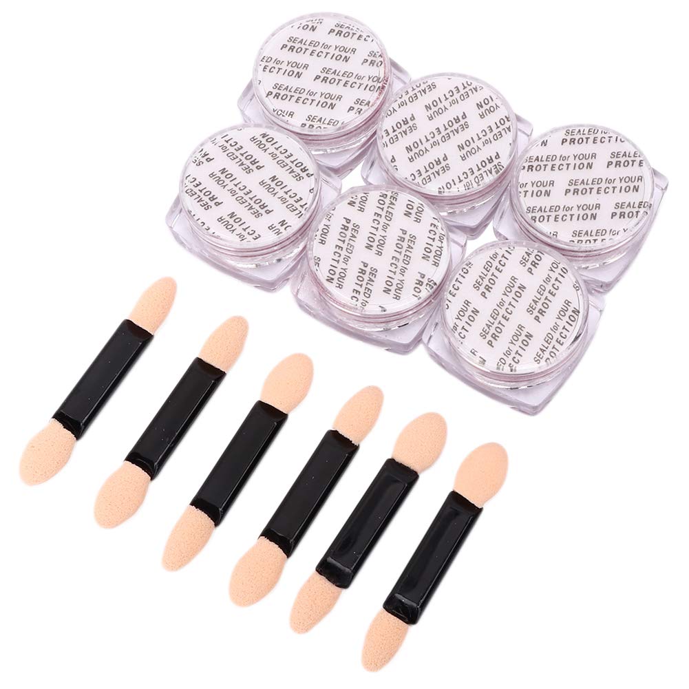 6PCS Nail Art Glitter Kit with Nail Brush - Pink Glitter Acrylic Powder for DIY Nail Salon - Perfect for Home Manicures, Nail Extensions & Professional Nail Art Designs