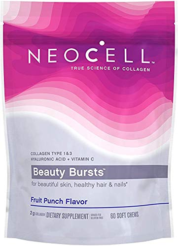 Neocell Beauty Burst Fruit Punch Collagen Chews - 60 Count (Pack of 2) | Delicious Berry Flavored Supplement for Skin, Hair & Nails | Perfect for On-the-Go Beauty Boost