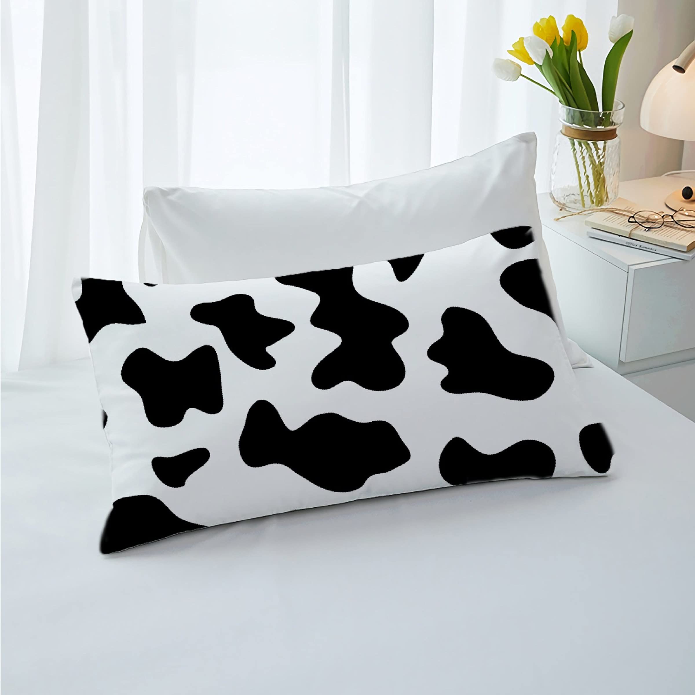 Black White Cow Print Queen Comforter Set - 3pc All-Season Bedding for Farmhouse Decor