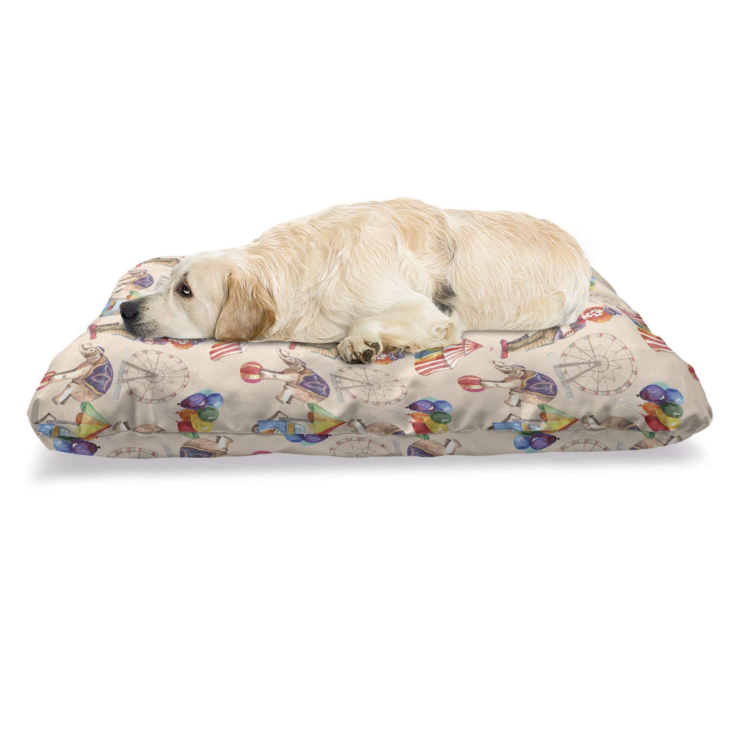 Ambesonne Ferris Wheel Pet Bed - Chew Resistant Dog & Cat Cushion with Removable Cover, 24