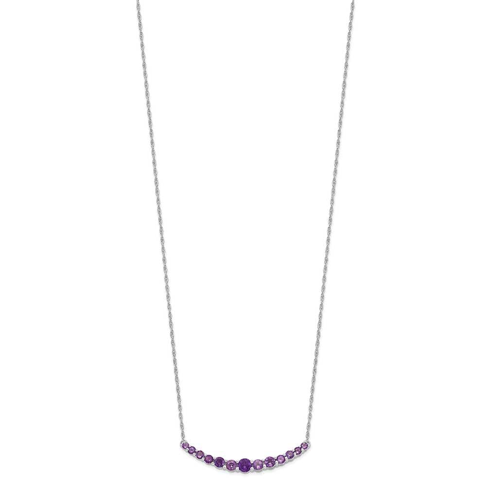 Sterling Silver Rhodium-Plated Amethyst Pendant Necklace for Women - Elegant Jewelry Gift for Birthday, Anniversary & Special Occasions
