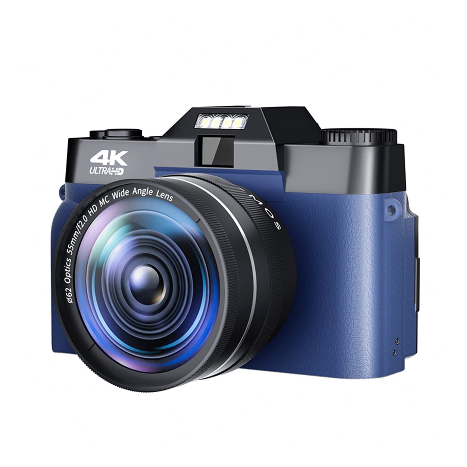 48MP 4K Digital Camera for Photography & Vlogging - MZZYG Beginner-Friendly Selfie Camcorder with Auto Focus, Wide Angle Lens & Vintage Filter (Includes 16GB TF Card, Blue) - Perfect for Travel, YouTube Content Creation & Family Events