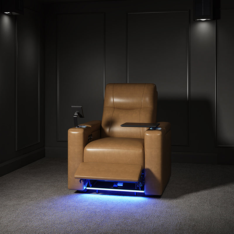 Iliana Electric Genuine Leather Recliner Chair with Side Table & Phone Holder - Power Lift Reclining Sofa for Living Room, Home Theater & Office Comfort