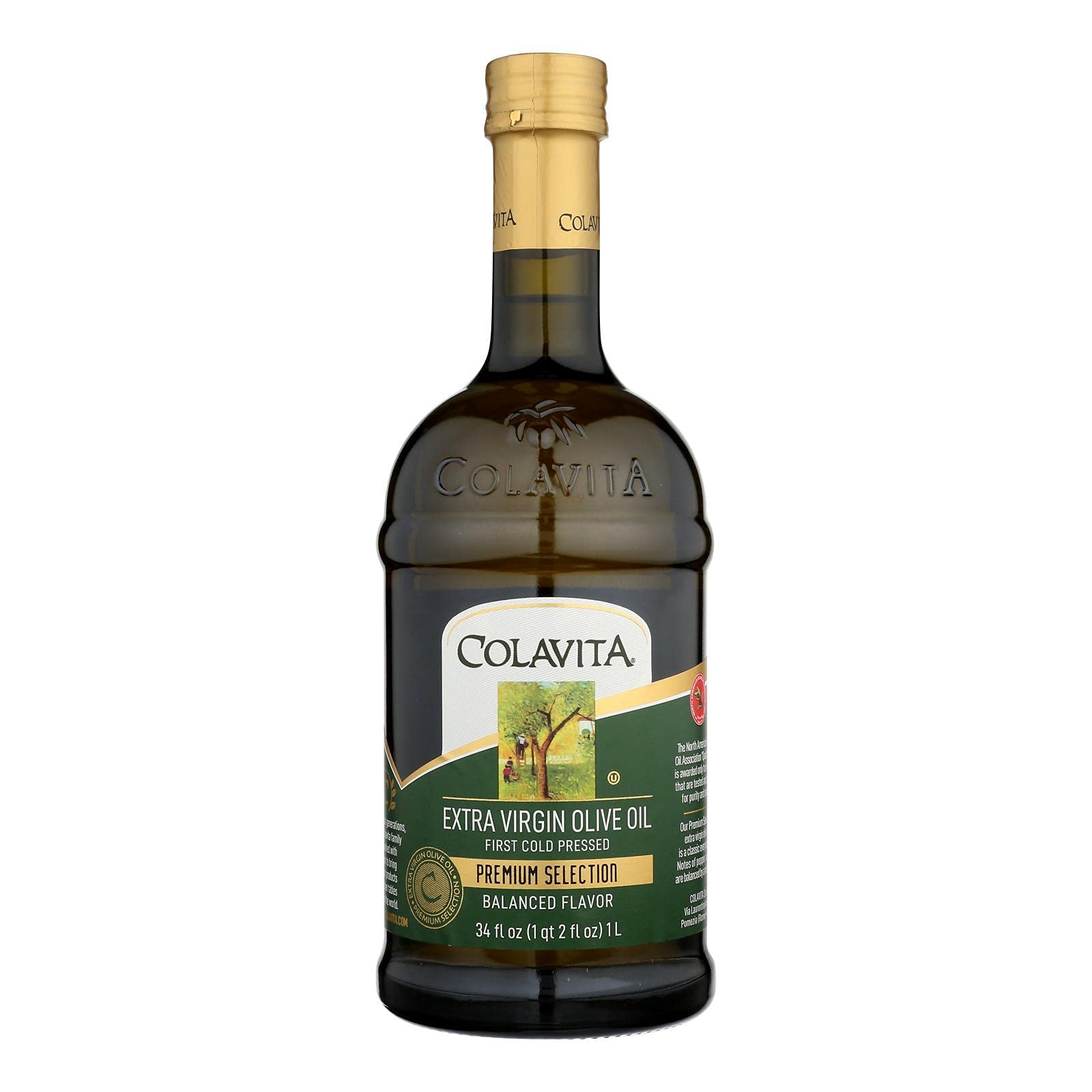 Colavita Premium Extra Virgin Olive Oil - 100% Italian, Cold Pressed, 33.8 Fl Oz (1 Liter) - Case of 6 Bottles - Perfect for Cooking, Salad Dressing & Gourmet Recipes