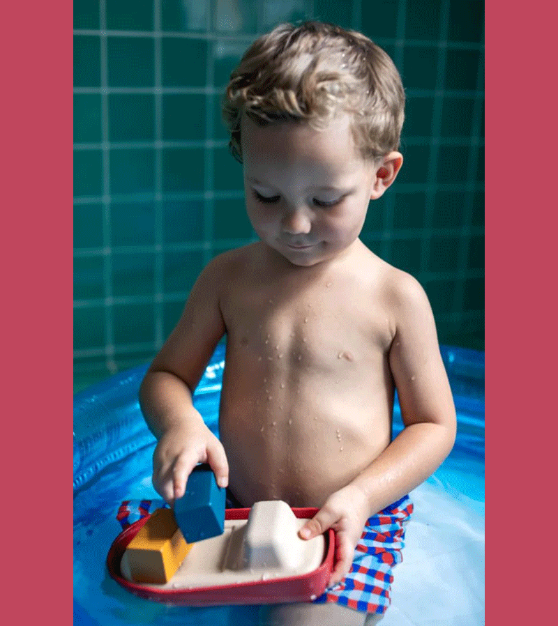 Plan Toys Wooden Cargo Ship - Eco-Friendly Toy Boat for Kids Ages 3+ | Pretend Play, Bath Time & Ocean-Themed Learning Activities