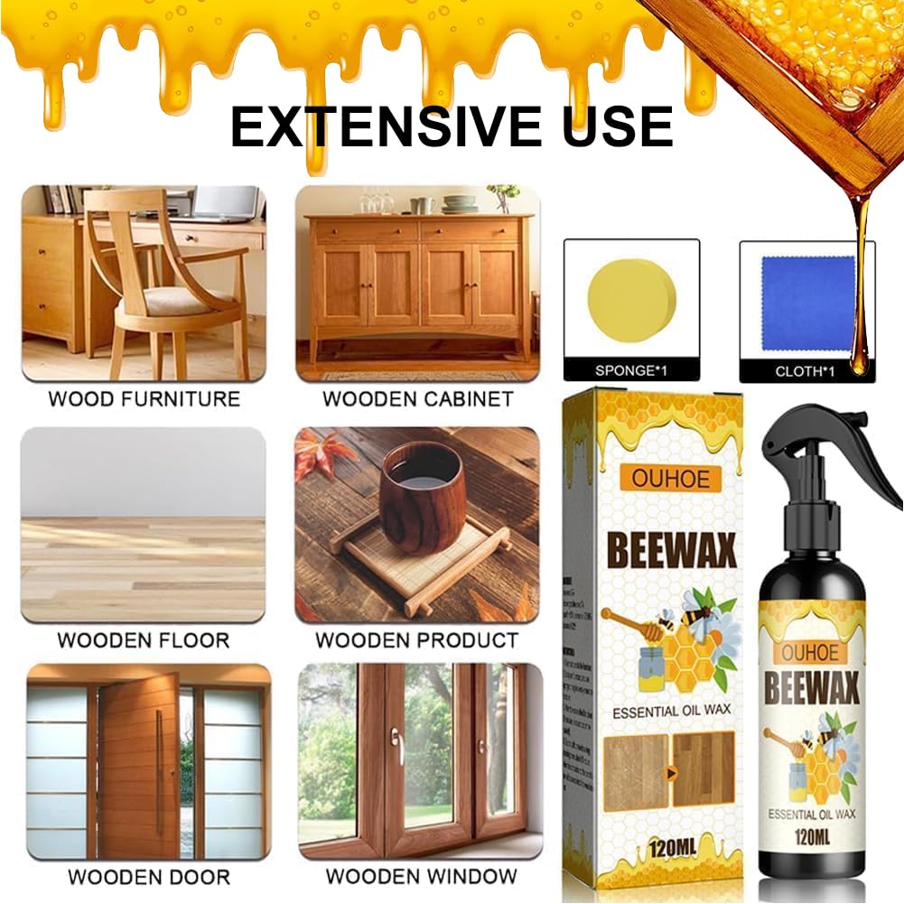 Natural Beeswax Floor Cleaner & Furniture Polish - Micro-Molecularized Wax Spray for Wood Floors, Tables & Cabinets | Eco-Friendly Wood Care for Home & Office