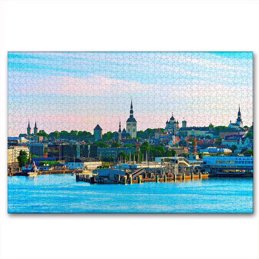 1000-Piece Estonia Tallinn Wooden Jigsaw Puzzle for Adults - 29.5 x 19.7 Inches - Challenging Brain Teaser & Home Decor for Relaxation & Stress Relief