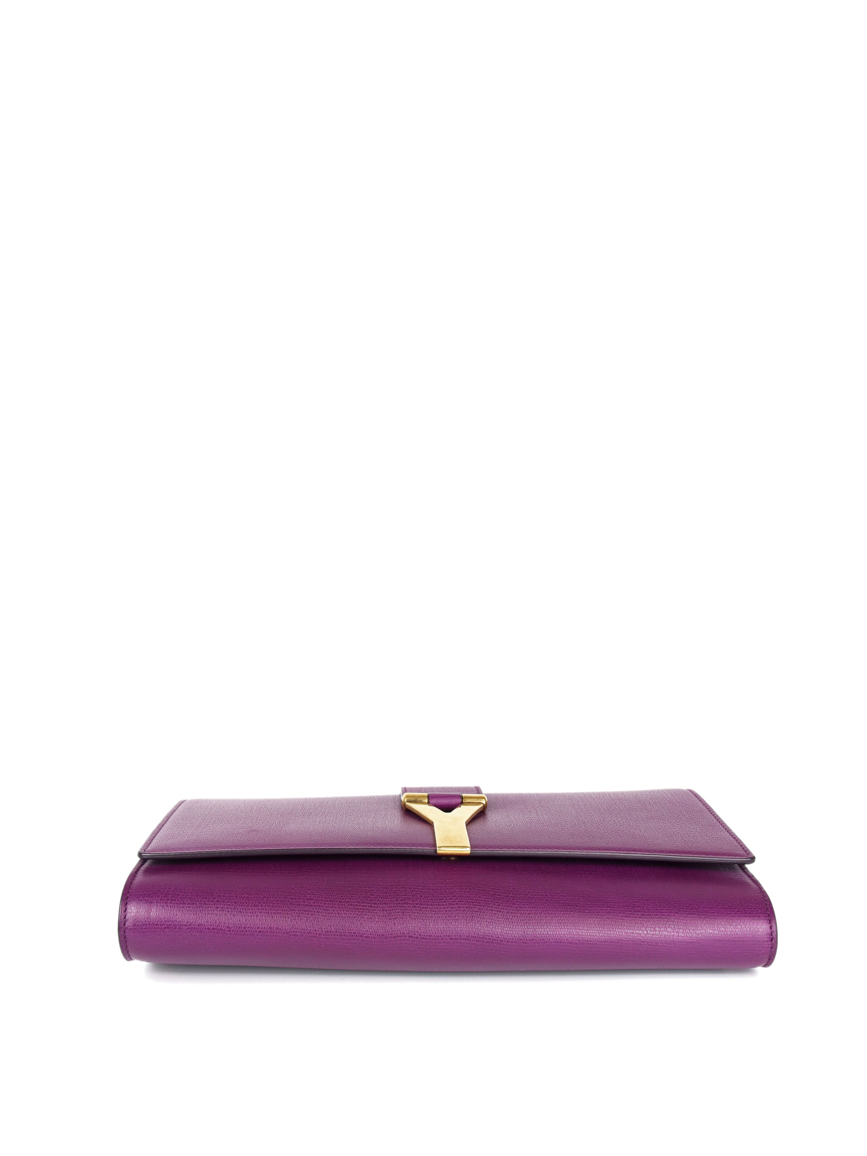 Saint Laurent Purple Y Ligne Clutch Bag for Women - Luxury Designer Clutch Purse for Evening Parties, Weddings & Special Occasions