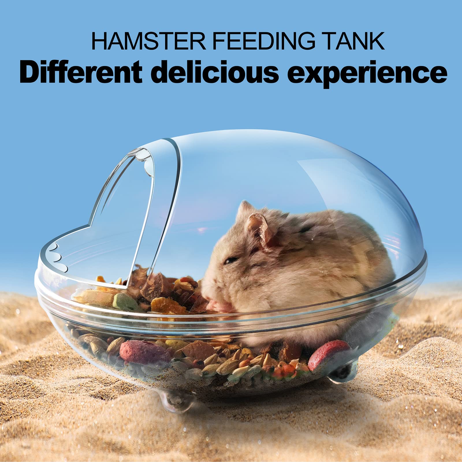 Hamster Bathroom & Sand Bath Container - Transparent Dust Bath Box for Small Pets, Hamster Bathtub & Toilet Accessories - Perfect for Cleaning & Grooming in Cage