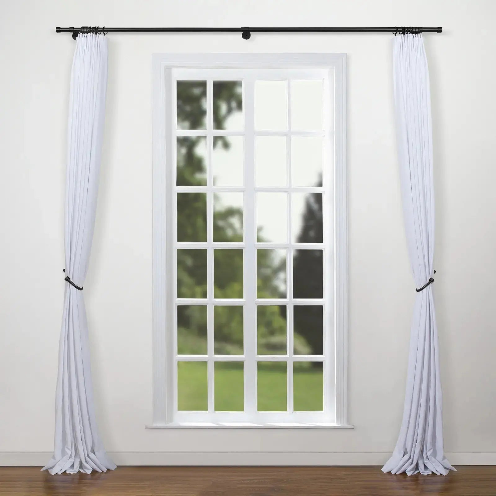 Jaylon Adjustable Window Curtain Rod with Heavy Duty Wall Brackets - Black Metal Drapery Rod for Living Room, Bedroom, Kitchen (36-72 inches) | Perfect for Home Decor & Light Blocking