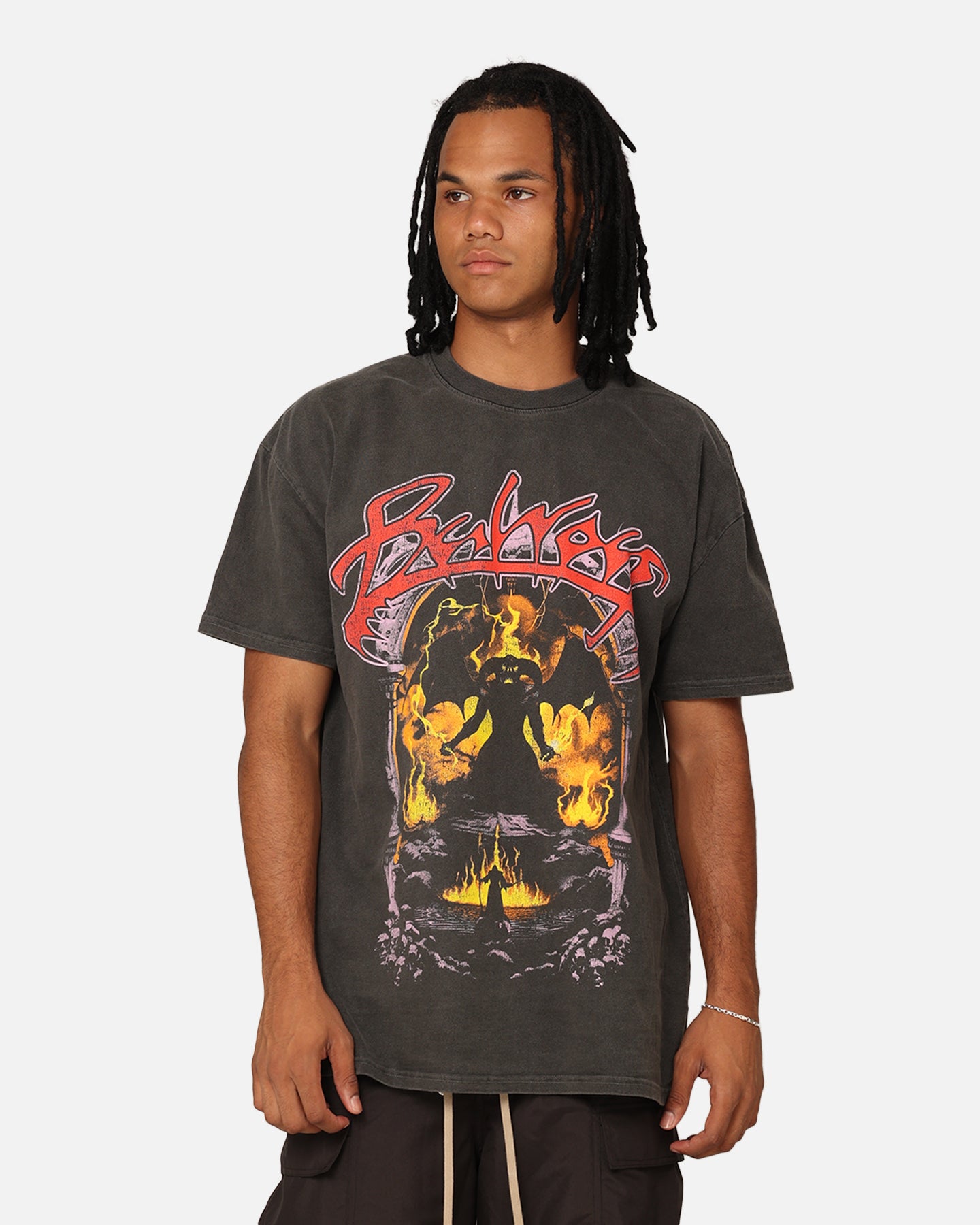 Lord of the Rings Balrog Graphic Heavyweight T-Shirt - Black Vintage Wash | American Thrift | Casual Wear, Cosplay & Fantasy Fan Merchandise