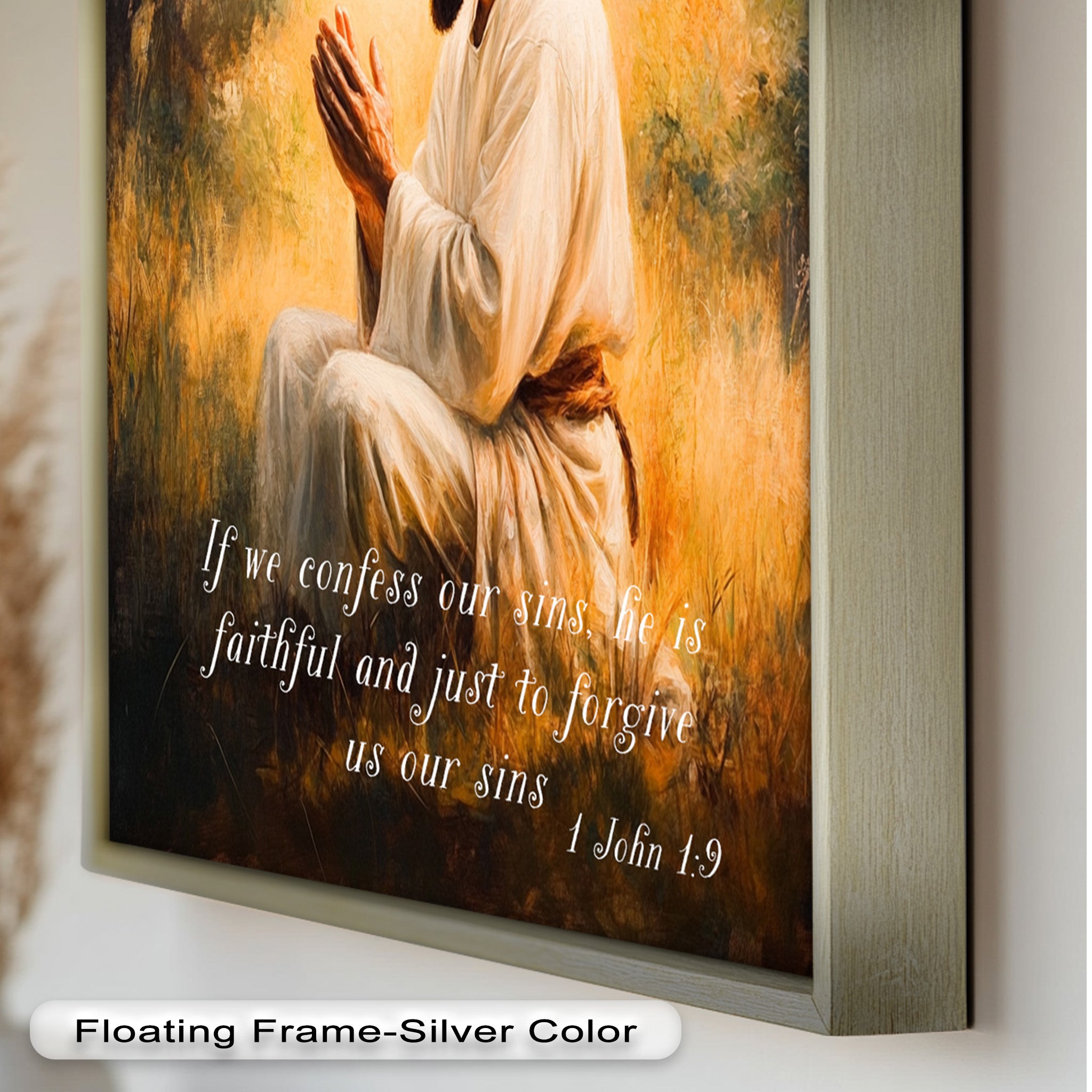 1 John 1:9 Bible Verse Oil Painting - Christian Scripture Wall Art for Home Decor, Church & Prayer Room - Divine Forgiveness Scripture Artwork