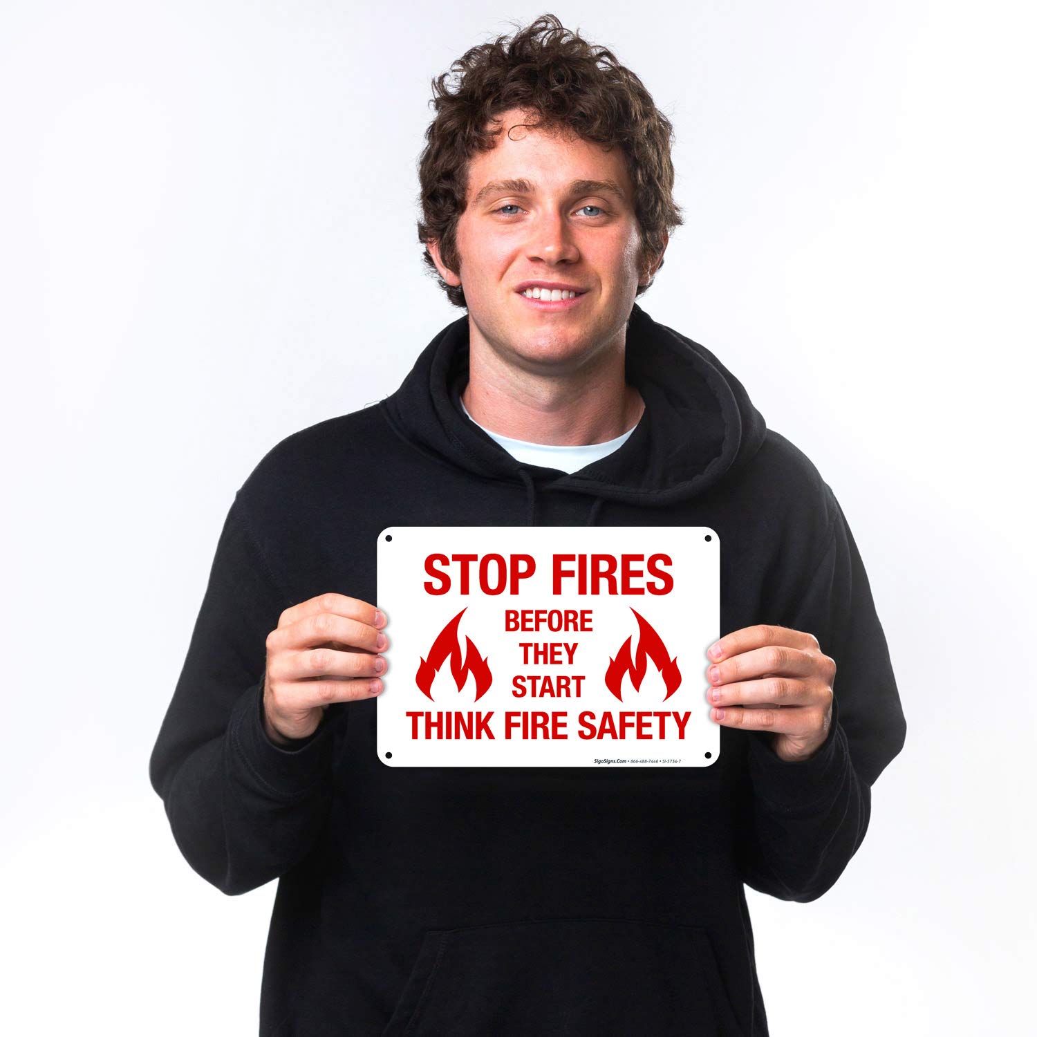 Fire Safety Sign - Stop Fires Before They Start | 10x7 Inch Rust-Free .040 Aluminum Sign | Fade-Resistant for Indoor & Outdoor Use | Made in USA | Perfect for Workplaces, Schools & Public Safety Areas