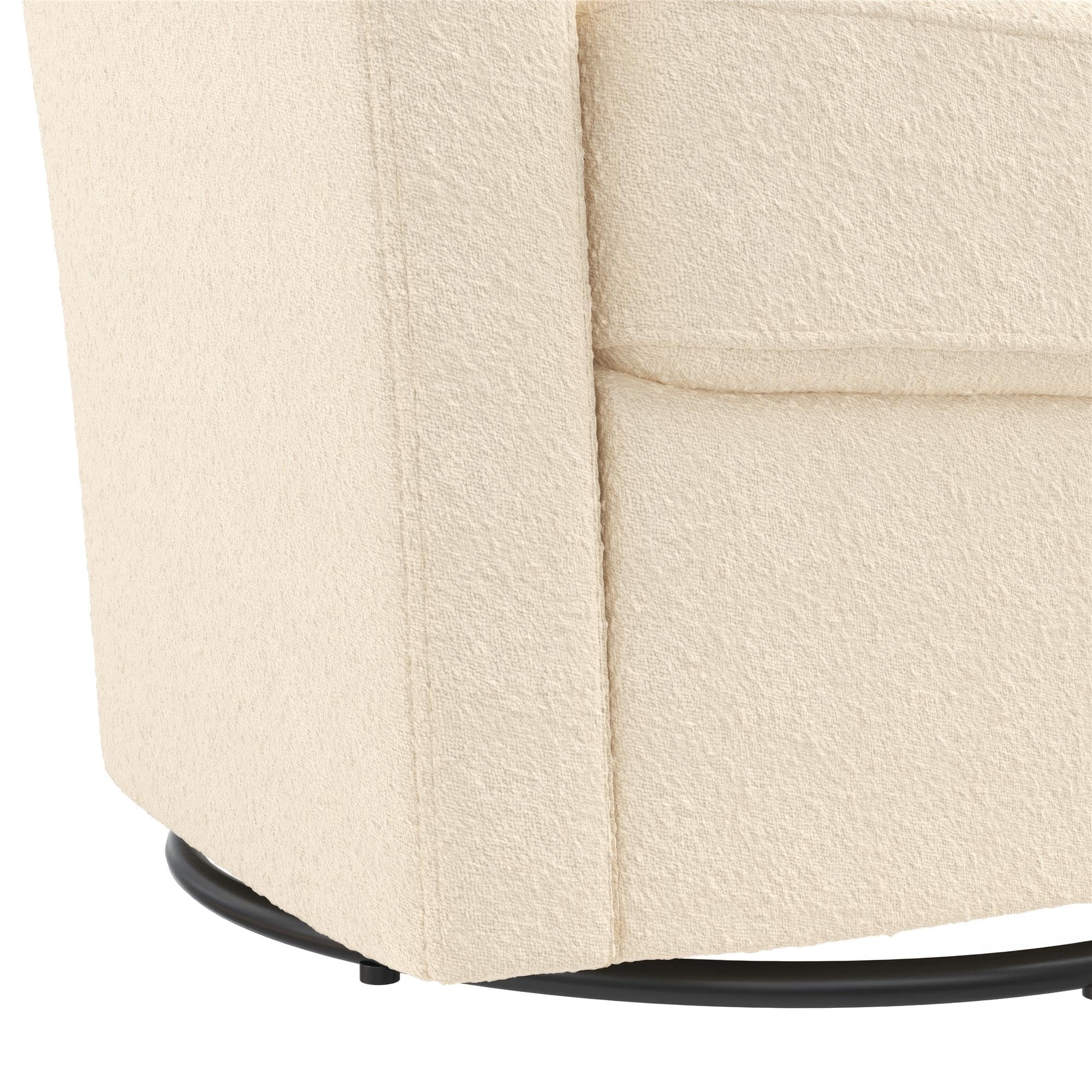 DHP Gentle Swivel Curved Accent Chair, Ivory Boucle Fabric Upholstered Modern Lounge Chair for Living Room, Bedroom, or Office - Perfect for Relaxing, Reading, and Decorating